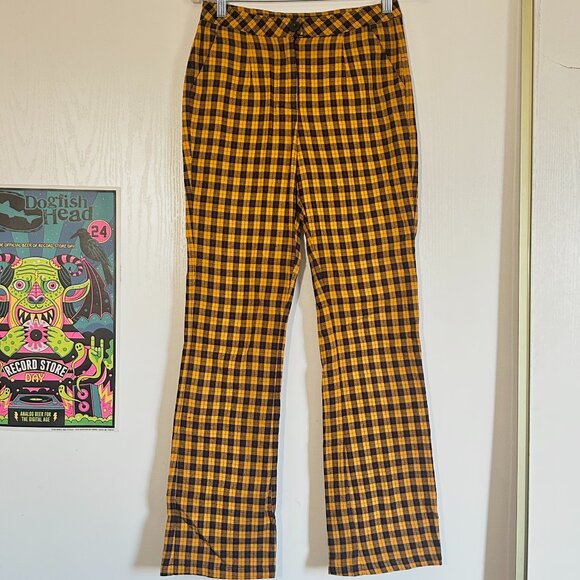 UNIF Yellow & Black Plaid Pants Size 26 - Picture 1 of 5